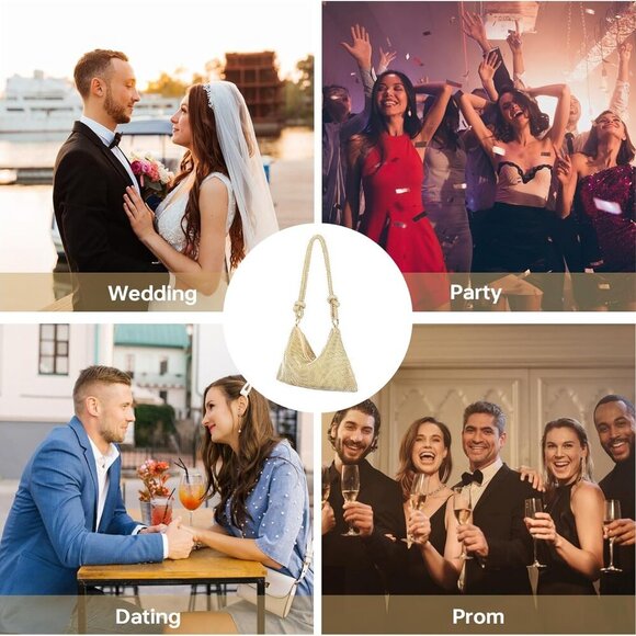 Glamorous Mini Rhinestone Handbag: Sparkly Gold Clutch for Events & Nights Out - Picture 6 of 7